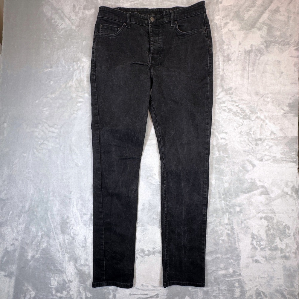 Ksubi Jeans Mens 36 Black Chitch Slim Tapered Button Fly Red Cross Embroidery